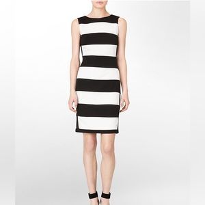 Black and White Horizontal Striped Sheath Dress by Calvin Klein - Size 6